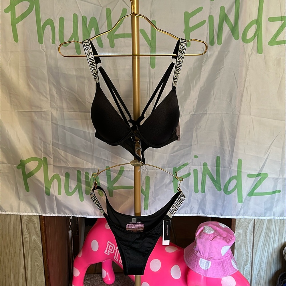 Victoria’s Secret Bombshell Bikini Top Brazilian Sequenced Bottoms